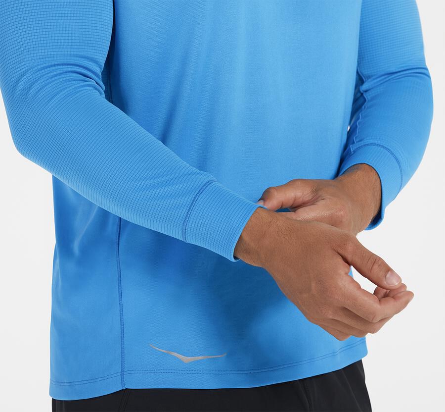 Top Hoka One One Hombre - Performance 3/4 Sleeve - Azules - JLK504689